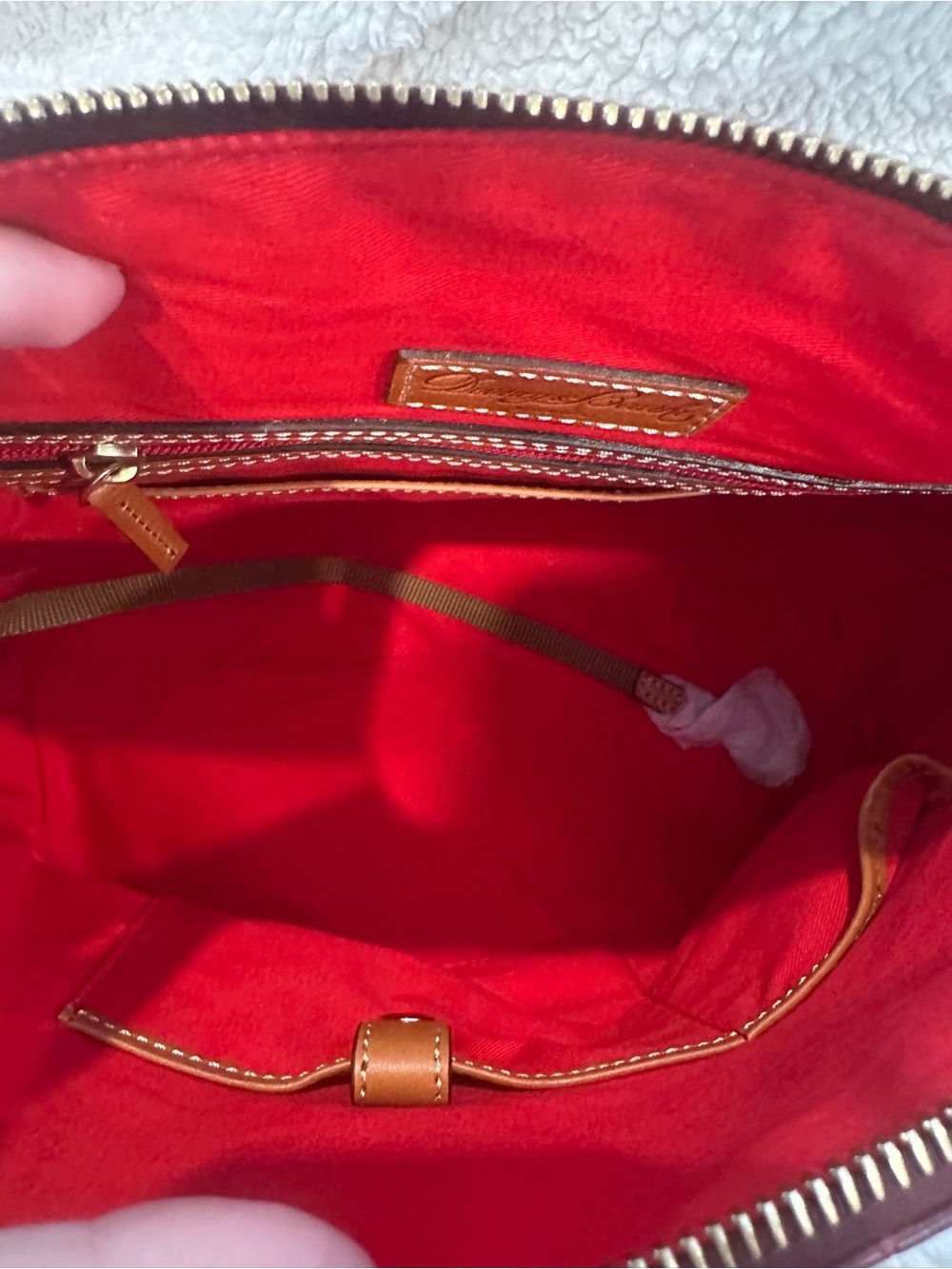 Dooney & Bourke Burgundy Croc-Embossed Satchel with Tan Trim - Picture 3 of 3